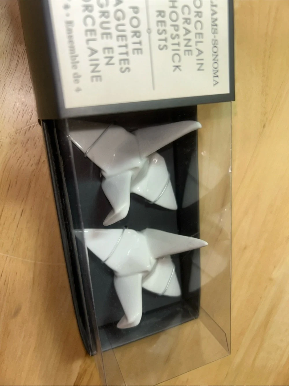 New In Box Williams Sonoma Porcelain Origami Crane Bird Chopstick Rests Set of 4